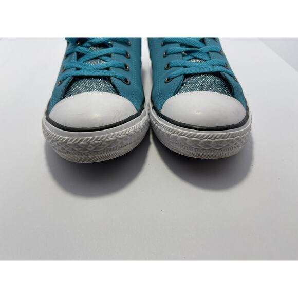 Converse All Star Teal Leather Chuck Taylors Junior Size 6 #662329c‎ - Picture 6 of 9